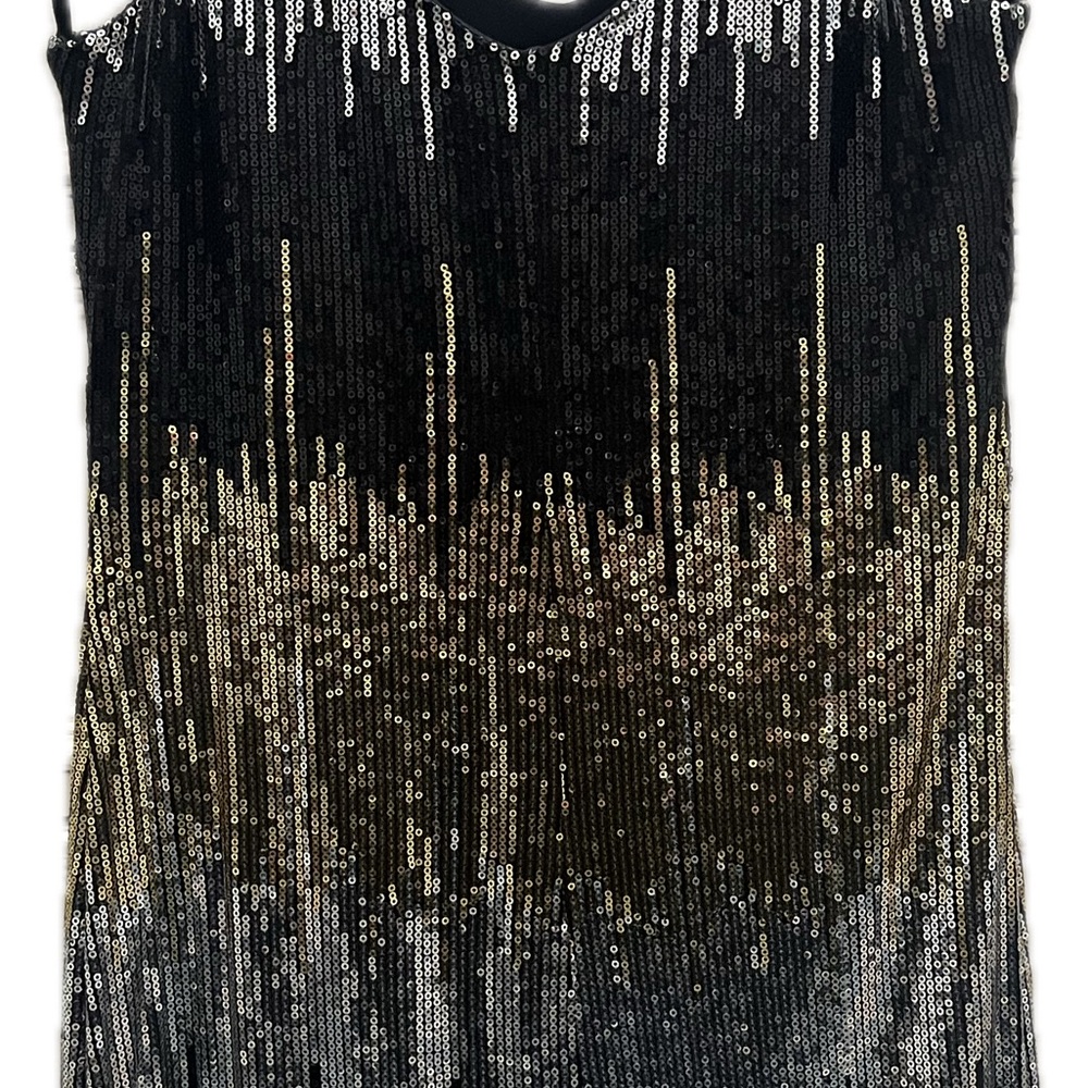 Glamorous Large Ombré Black and Gold Sequin Mini Dress Size Large - Picture 3 of 6